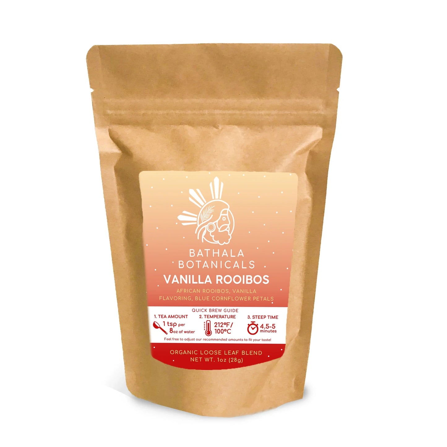 Vanilla Rooibos - Bathala Botanicals Decaf Herbal Loose Leaf Tea Blend - Choose from 1oz | 2oz | 4oz - Tea Sample - Herbal Loose Leaf Red Tea Gift