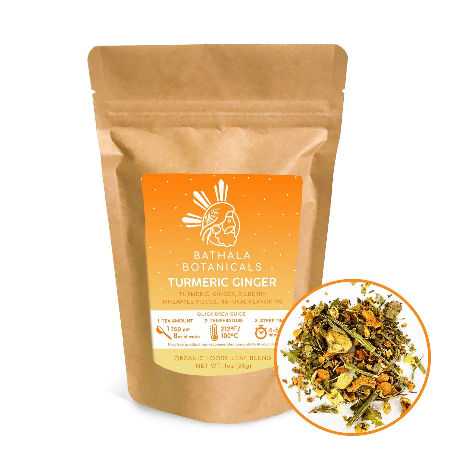 Loose Leaf Herbal Decaf Tea Starter Kit Set Bathala Botanicals - Organic Tea Variety Gift Pack - Tea Gift Box Set with Hex Tea Strainer