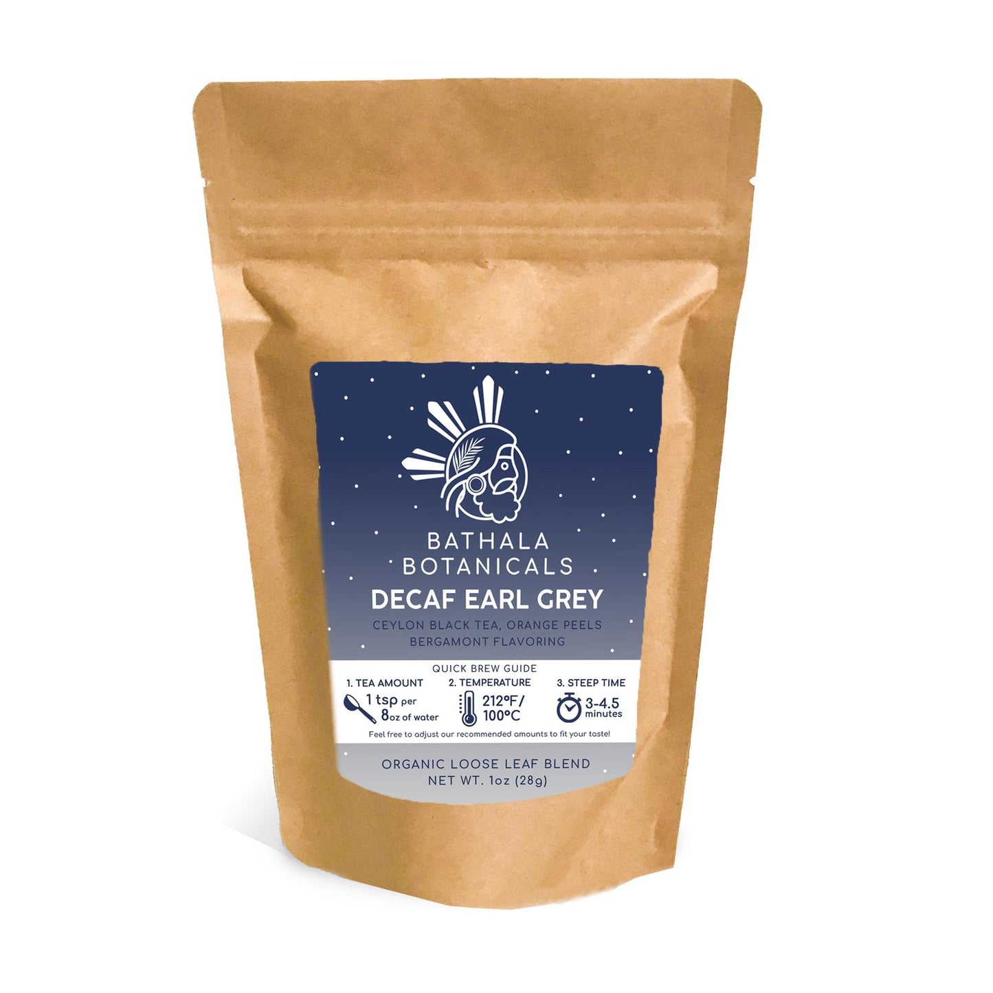 Bathala Botanicals Decaf Earl Grey Tea - Loose Leaf Decaffeinated Earl Grey Tea - 1oz | 2oz | 4oz Tea Pack - Earl Tea Gift - Earl Decaf Tea