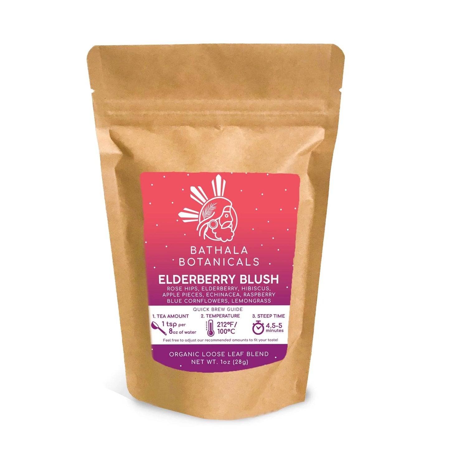 Bathala Botanicals Elderberry Blush Tea – Loose Leaf Herbal Elderberry Tea – 1oz | 2oz | 4oz Tea Pack – Elderberry Tea Gift – Caffeine-Free