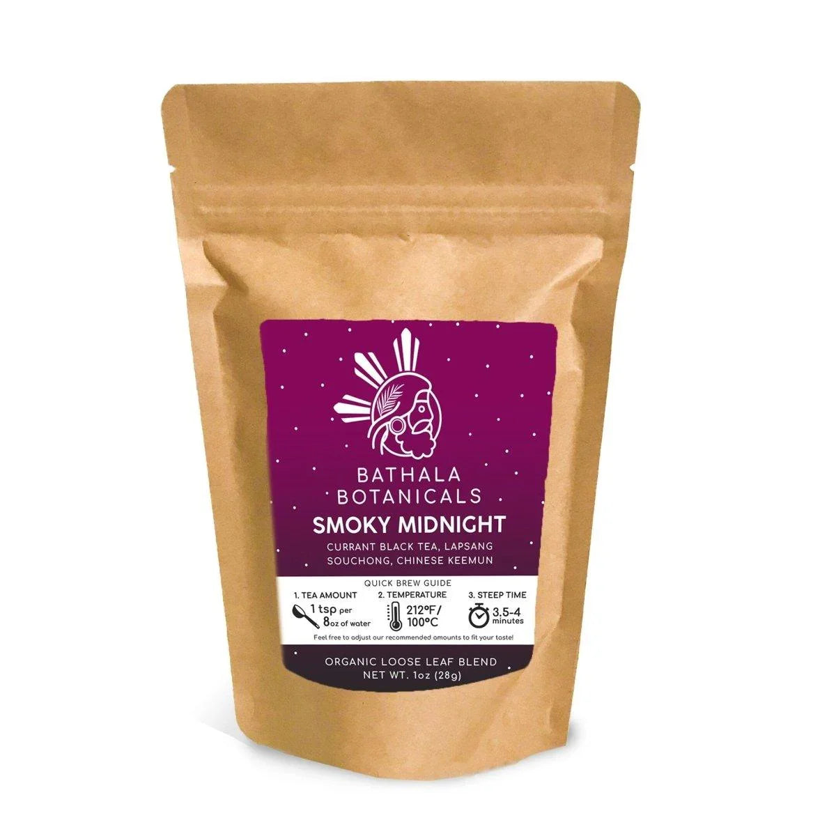 Smoky Midnight - Bathala Botanicals Loose Leaf Black Tea - Choose from 1oz | 2oz | 4oz - Tea Sample Sizes - Loose Leaf Tea Gift - Bathala Botanicals
