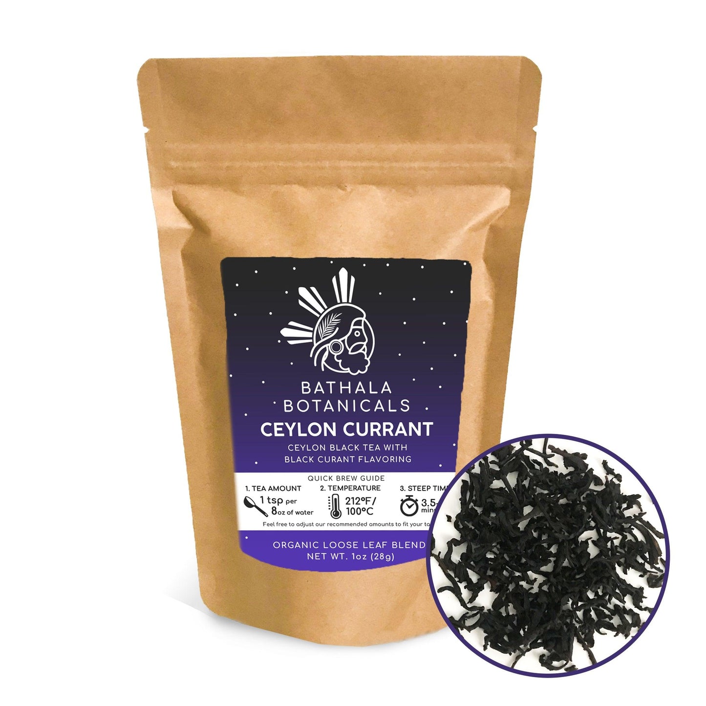 Ceylon Currant - Bathala Botanicals Loose Leaf Black Tea - 1oz | 2oz | 4oz Tea Pack - Black Currant Gift - Premium Quality Black Currant Tea - Bathala Botanicals