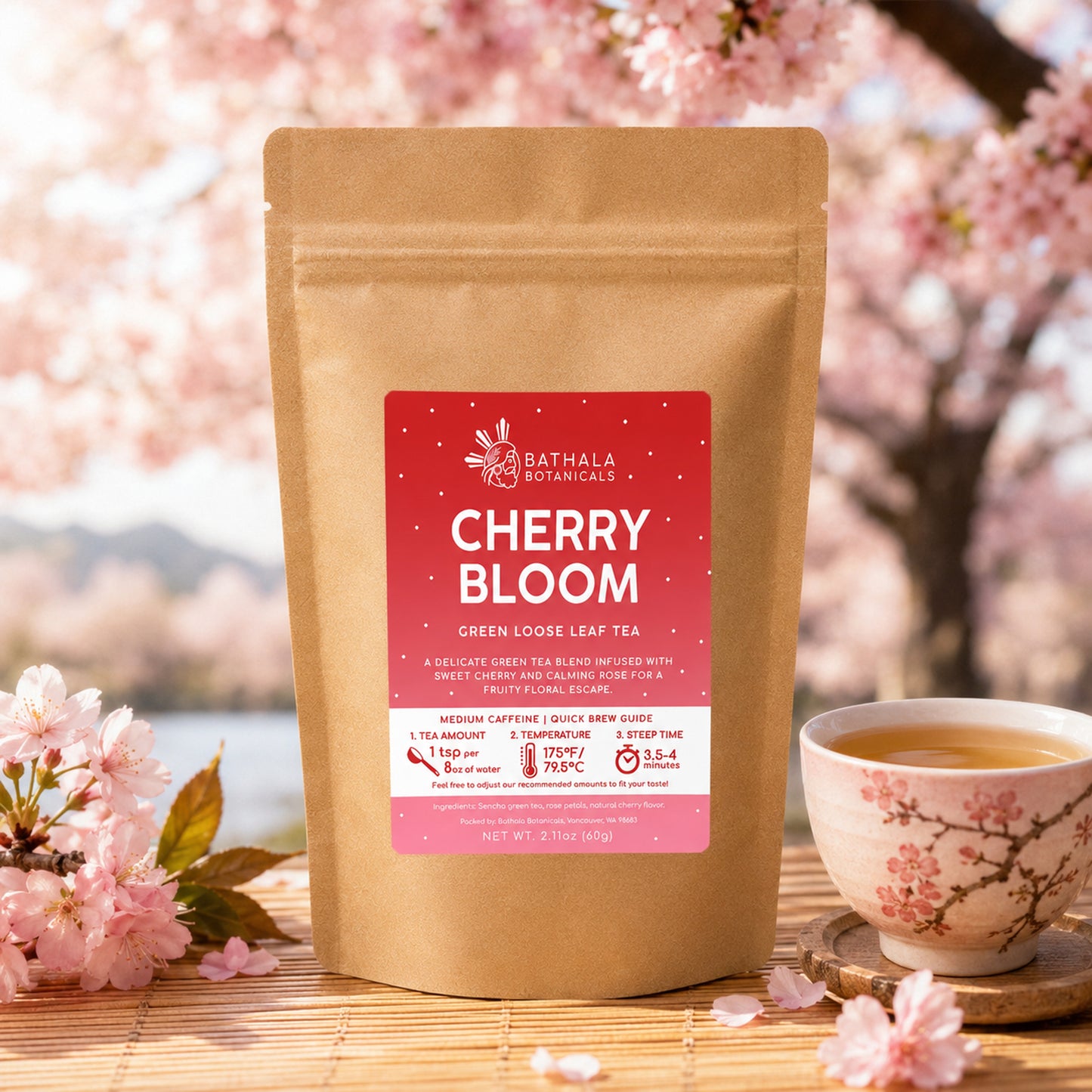 Cherry Bloom – Loose Leaf Sencha Green Tea with Cherry and Rose