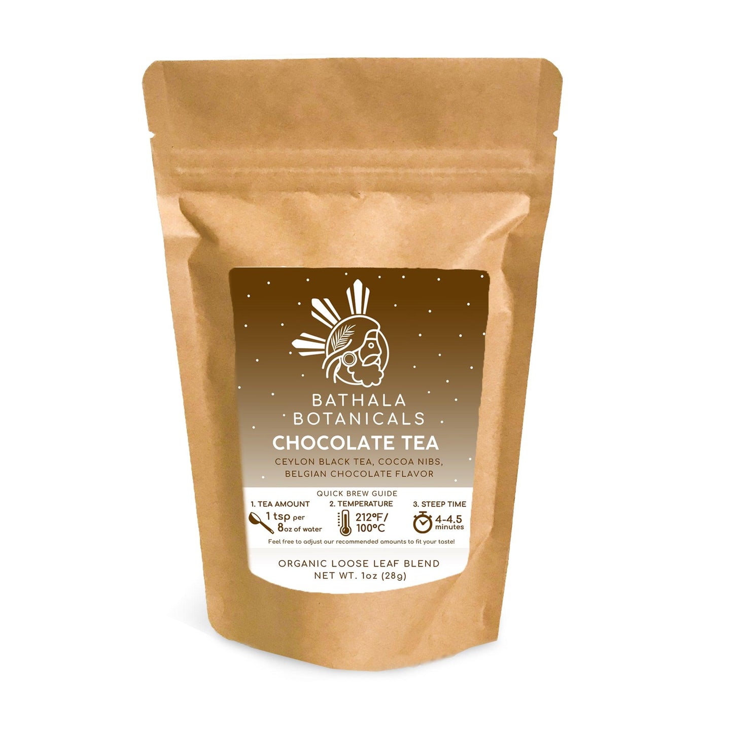 Chocolate Tea - Bathala Botanicals Loose Leaf Tea Blend - Choose from 1oz | 2oz | 4oz - Tea Sample Sizes - Loose Leaf Tea Gift - Bathala Botanicals