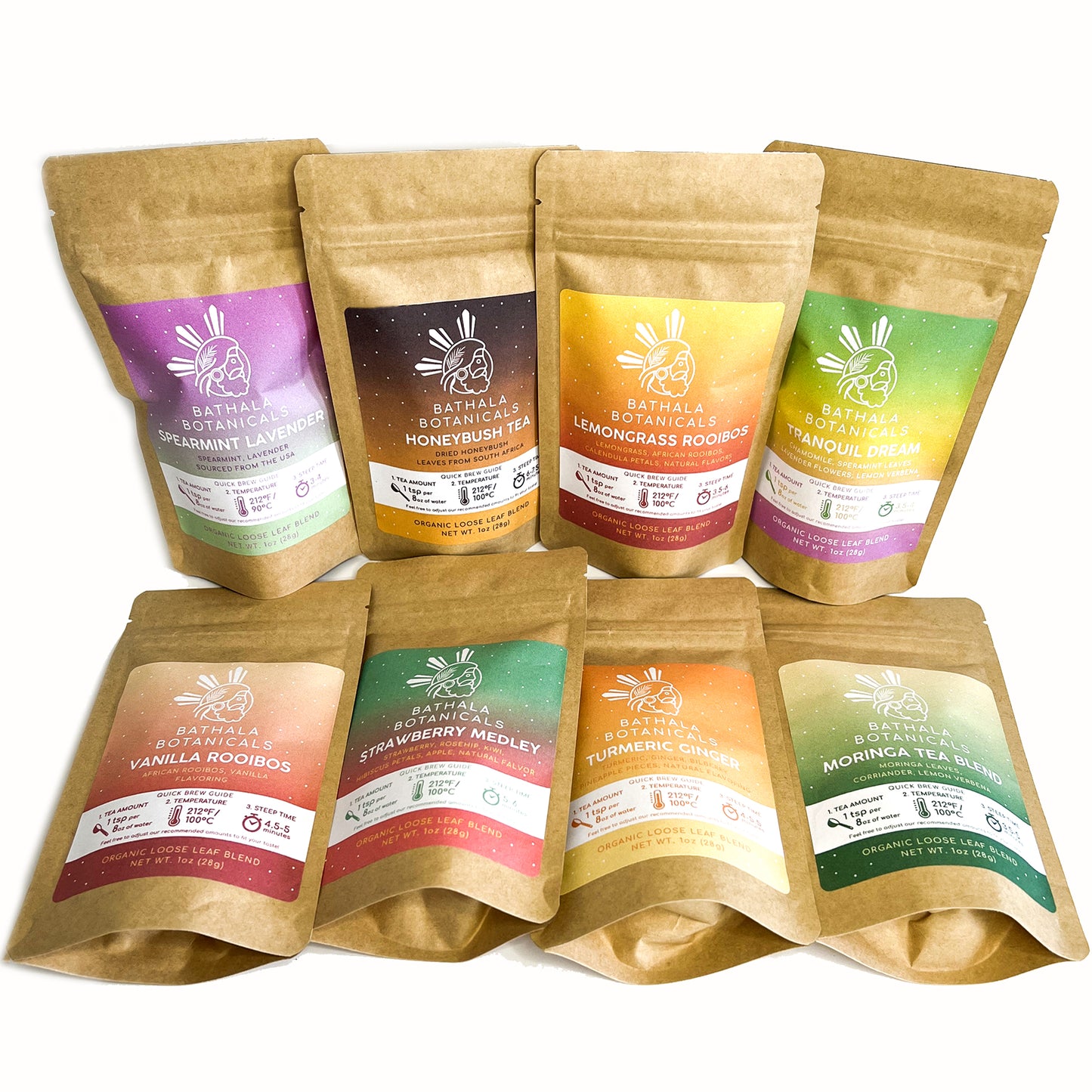 Loose Leaf Herbal Decaf Tea Sampler Pack Bathala Botanicals - Choose Any 4 or All 8 - Caffeine-Free Tea Variety Pack - Tea Samples - Tea Gift Set