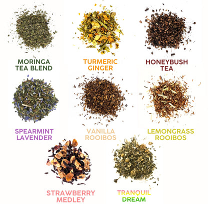 Loose Leaf Herbal Decaf Tea Sampler Pack Bathala Botanicals - Choose Any 4 or All 8 - Caffeine-Free Tea Variety Pack - Tea Samples - Tea Gift Set - Bathala Botanicals