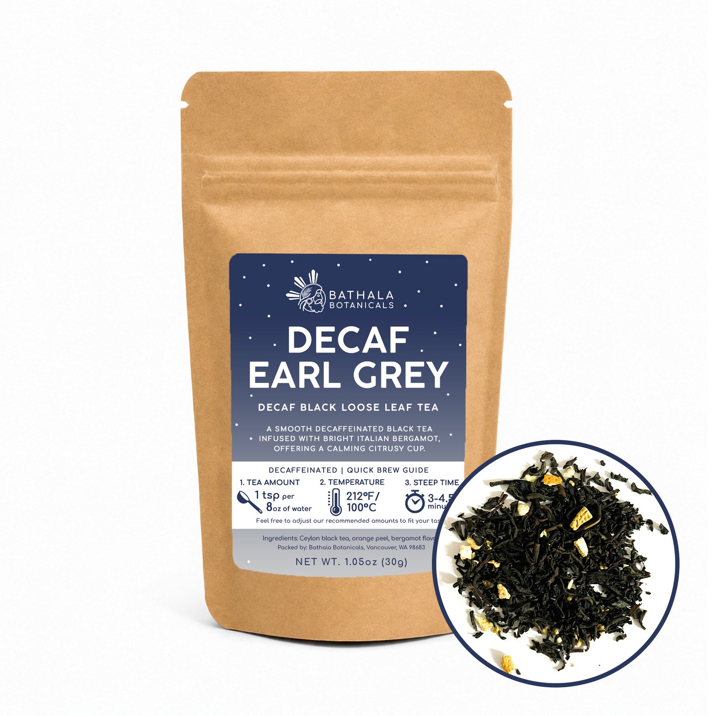 Decaf Earl Grey – Loose Leaf Decaf Black Tea with Italian Bergamot