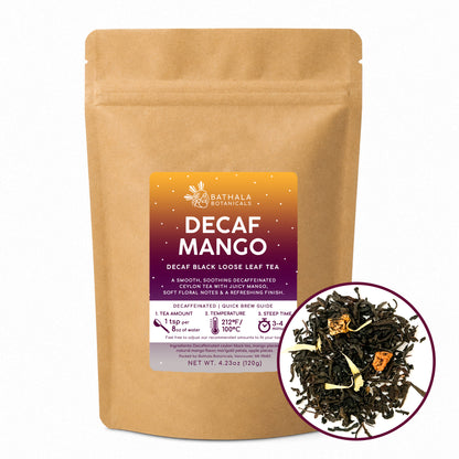 Decaf Mango Tea – Caffeine-Free Loose Leaf Black Tea with Real Mango
