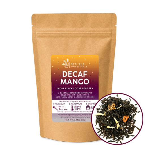 Decaf Mango Tea – Caffeine-Free Loose Leaf Black Tea with Real Mango