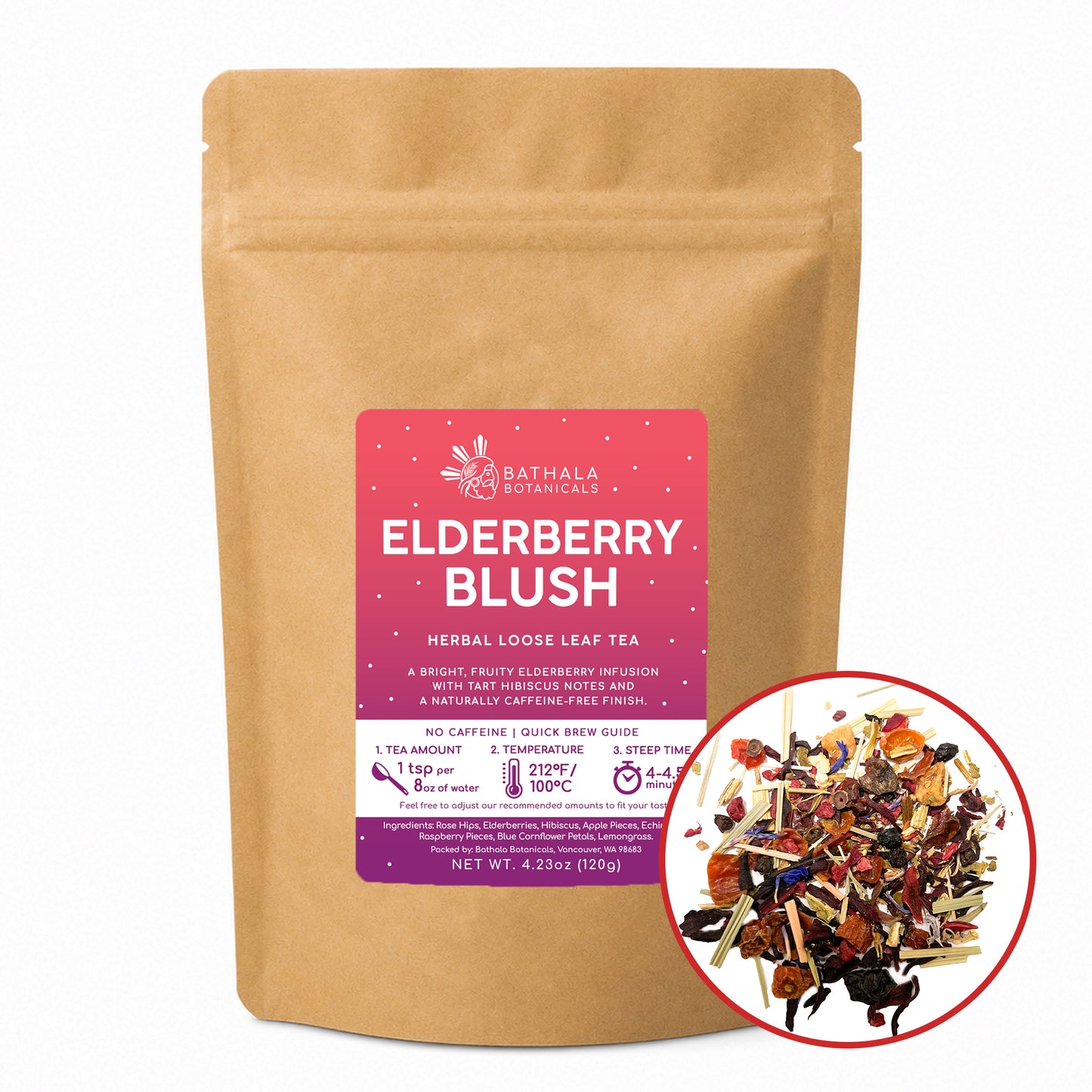 Elderberry Blush – Caffeine-Free Loose Leaf Herbal Tea Blend