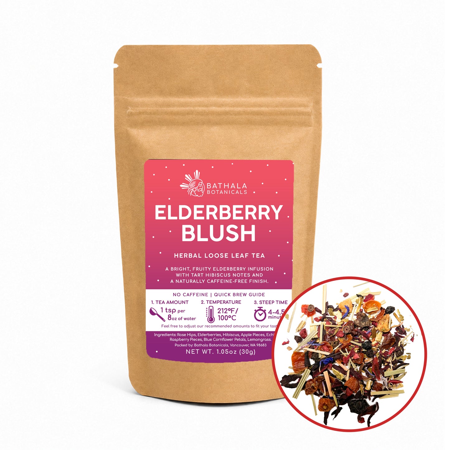 Elderberry Blush – Caffeine-Free Loose Leaf Herbal Tea Blend
