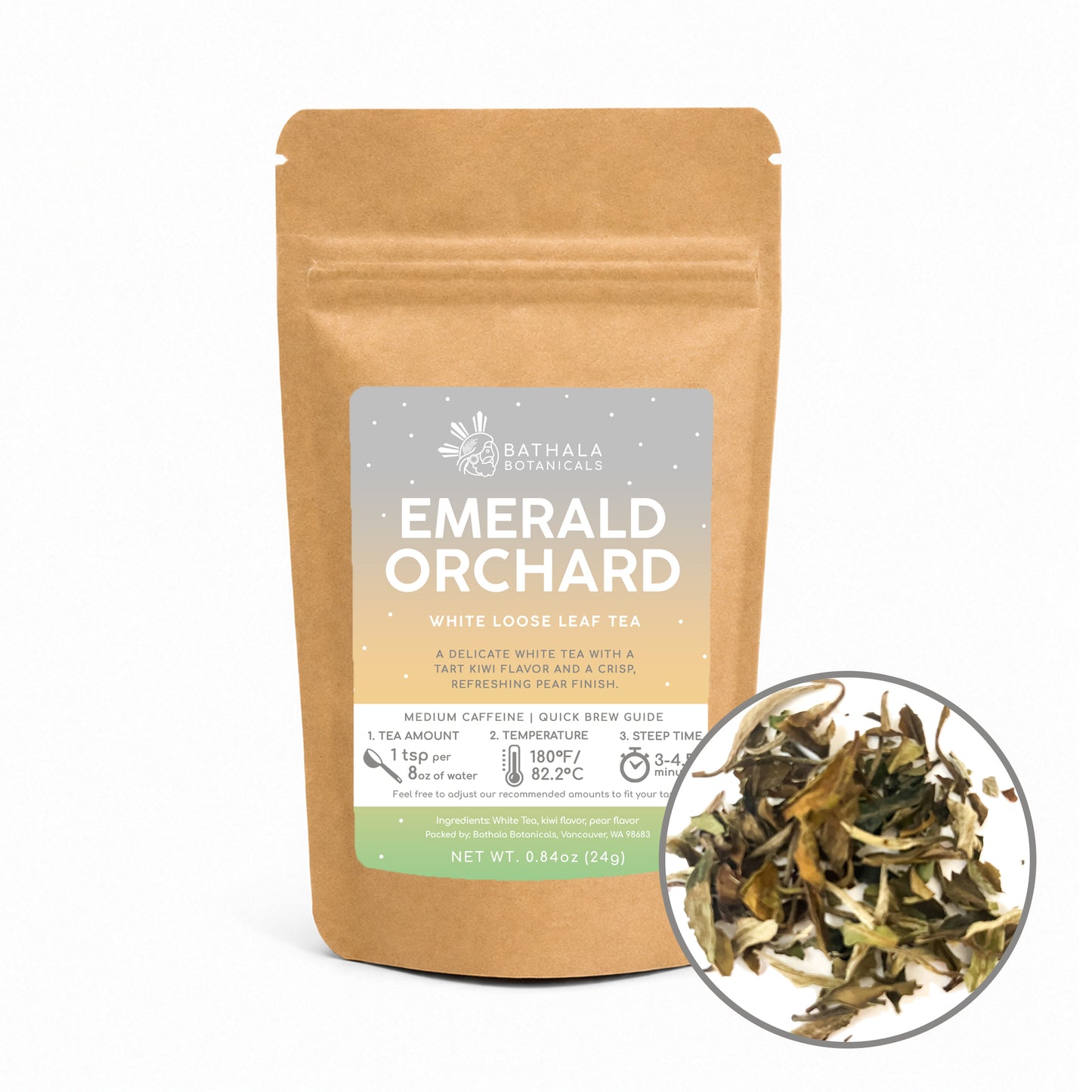 Emerald Orchard – Loose Leaf White Tea with Juicy Kiwi & Crisp Pear Flavor