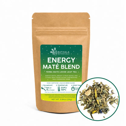 Energy Mate Blend - High-Caffeine Yerba Mate Loose Leaf Herbal Tea with Citrus & Mint