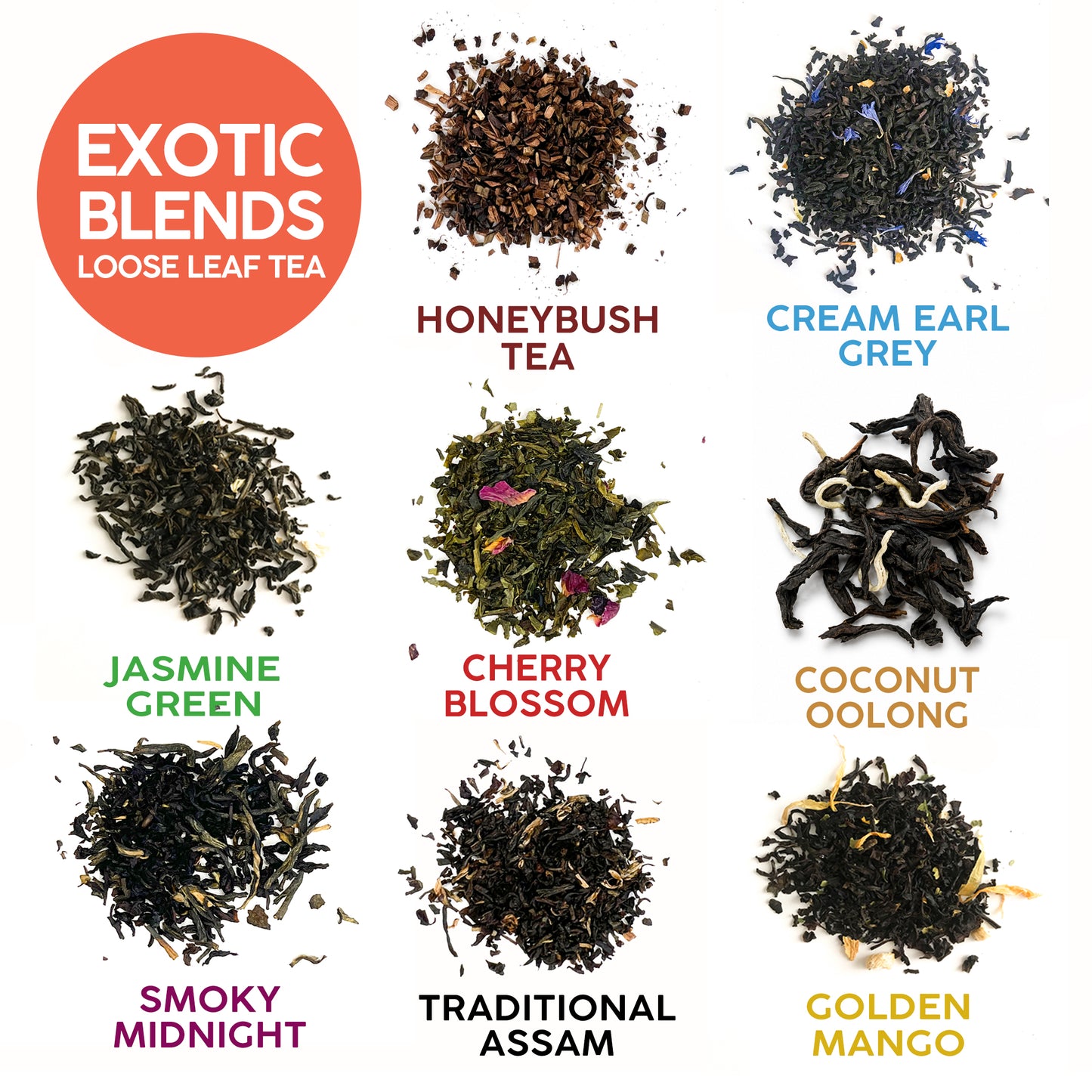 Exotic Blends Tea Sampler – Loose Leaf Variety Pack of 8 Unique Teas