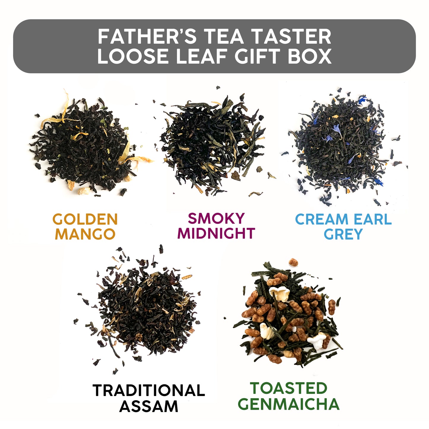 Father’s Day Tea Sampler – Loose Leaf Gift Set with 5 Teas & Stainless-Steel Infuser