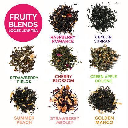 Fruity Tea Sampler – Loose Leaf Assortment of 8 Fruit-Infused Teas