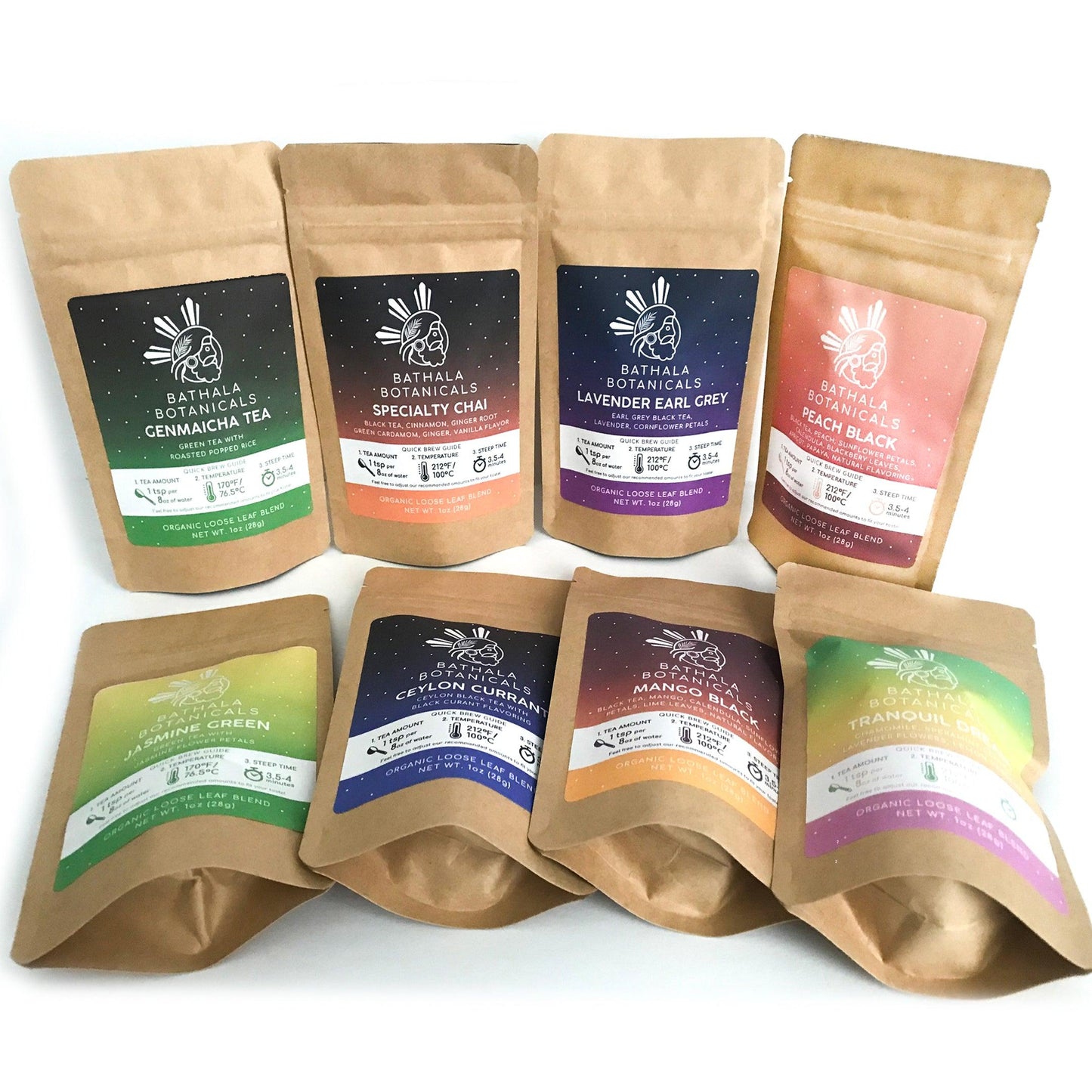 Loose Leaf Flavorful Tea Flight Sampler Pack Bathala Botanicals - Choose Any 4 or All 8 - Tea Variety Pack - Tea Sample Pack - Tea Gift Set - Bathala Botanicals