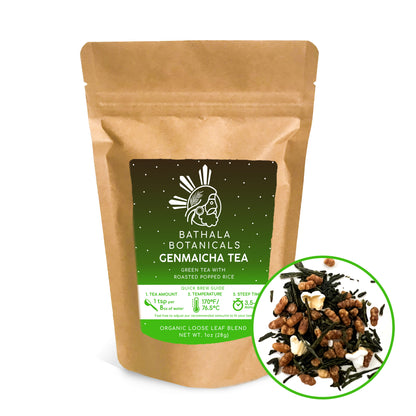 Genmaicha Tea - Bathala Botanicals Loose Leaf Genmaicha Sencha Green Tea - 1oz | 2oz| 4oz Tea Pack - Genmaicha Tea Gift - Premium Green Tea