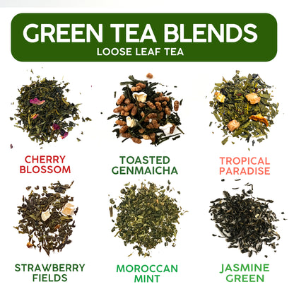 Green Tea Sampler – Loose Leaf Assortment of 6 Curated Green Teas
