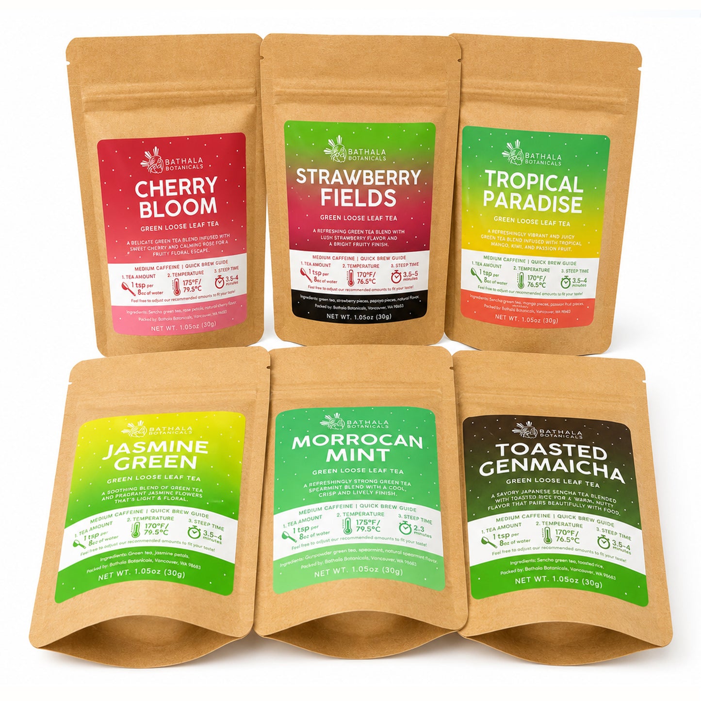 Green Tea Sampler – Loose Leaf Assortment of 6 Curated Green Teas