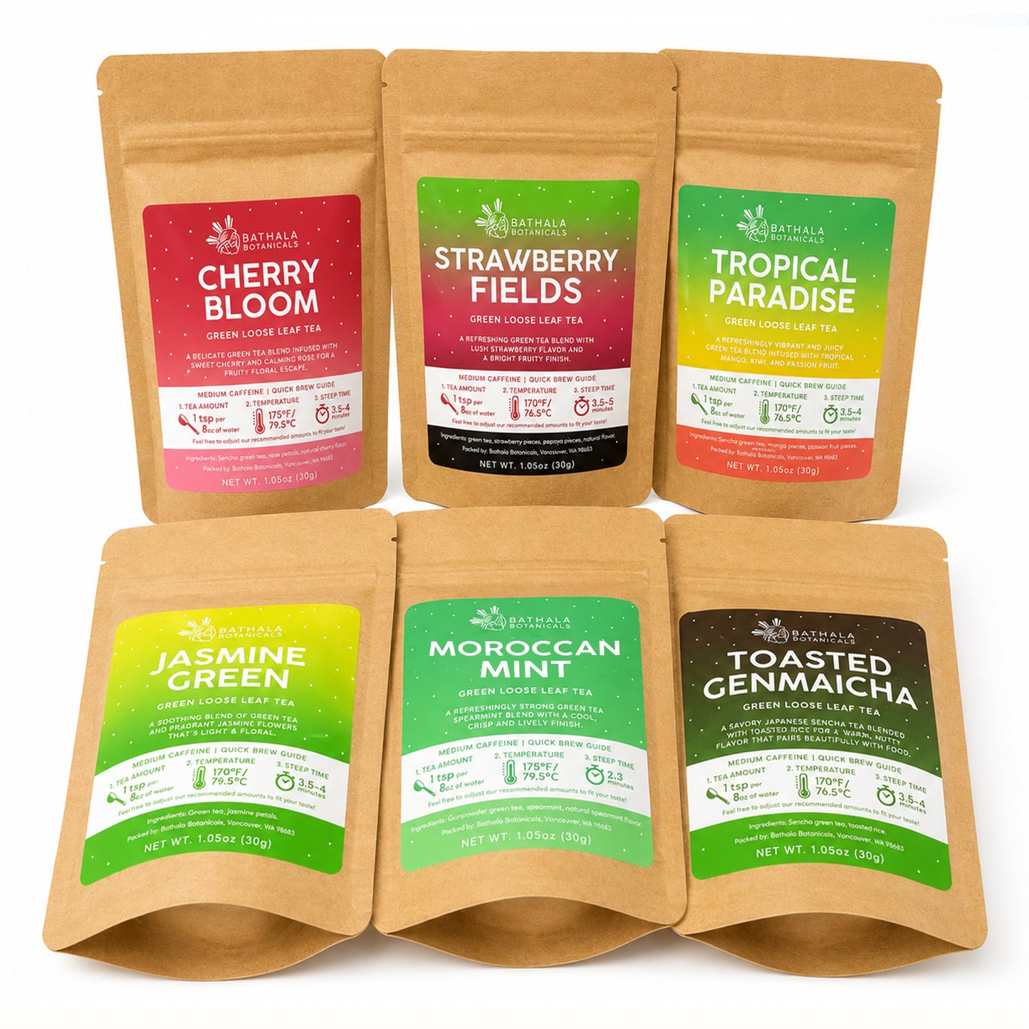 Green Tea Sampler – Loose Leaf Assortment of 6 Curated Green Teas