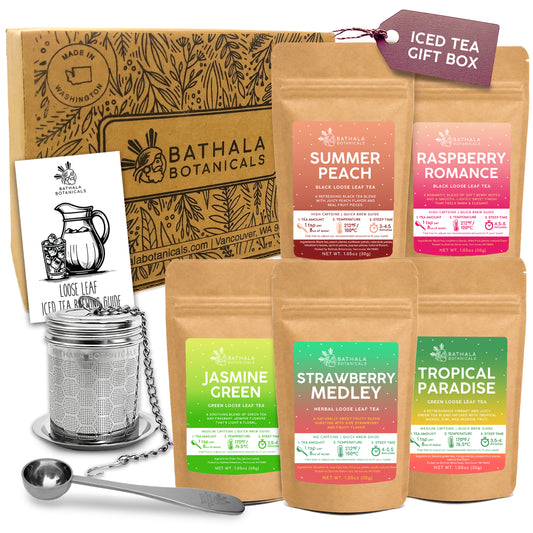 Iced Tea Sampler Gift Set – Loose Leaf Summer Collection with Tea Infuser & Brewing Guide
