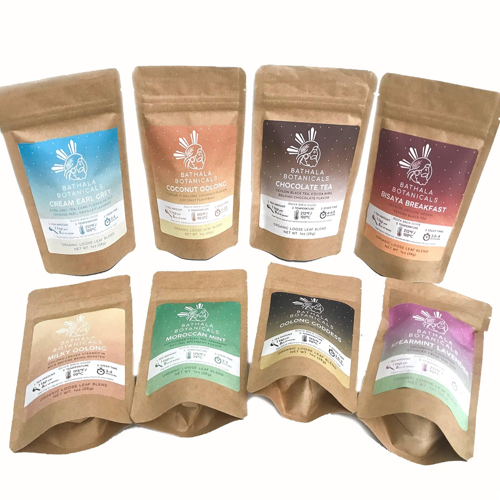 Bathala Botanicals Loose Leaf Tea Variety Sampler Pack - Choose Any 4 or All 8 - Tea Variety Pack - Tea Sample Pack - Tea Gift Set + Infuser - Bathala Botanicals