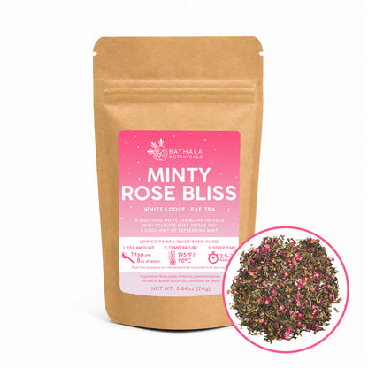 Minty Rose Bliss – Loose Leaf White Tea with Rose Petals and Mint