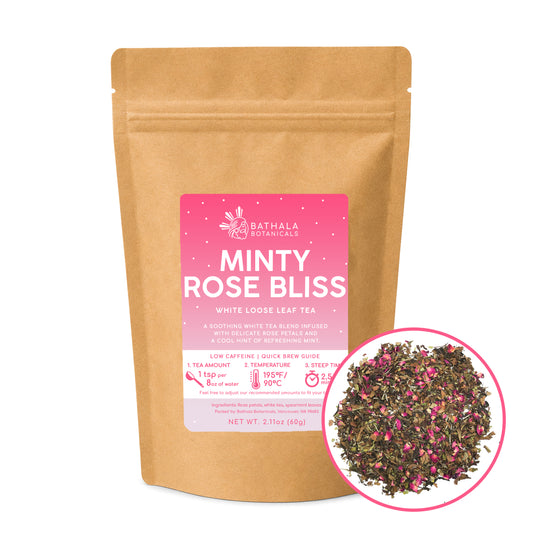 Minty Rose Bliss – Loose Leaf White Tea with Rose Petals and Mint