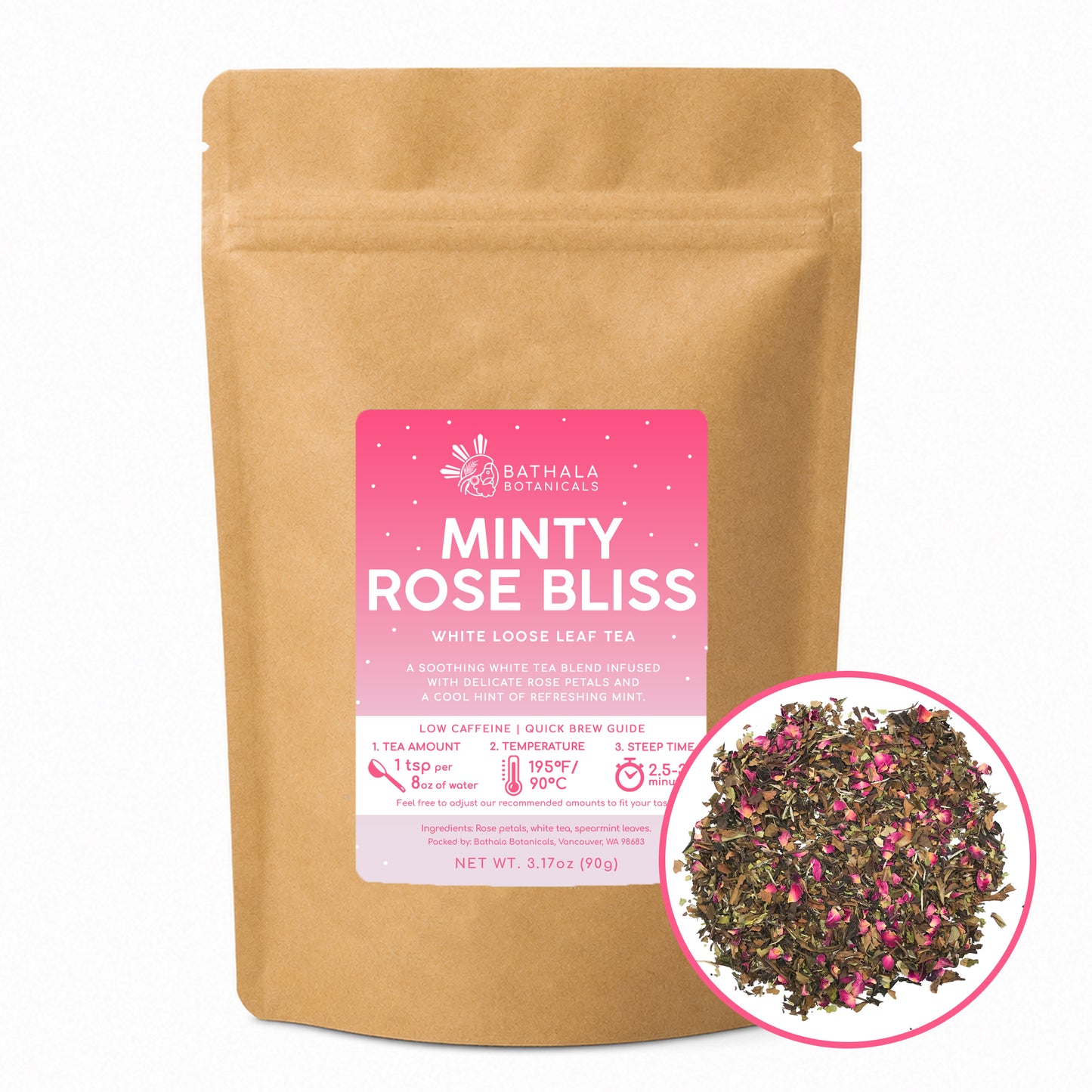 Minty Rose Bliss – Loose Leaf White Tea with Rose Petals and Mint