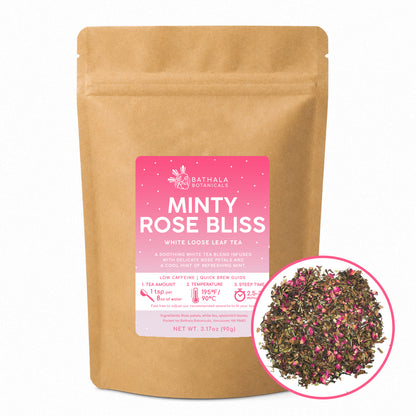 Minty Rose Bliss – Loose Leaf White Tea with Rose Petals and Mint