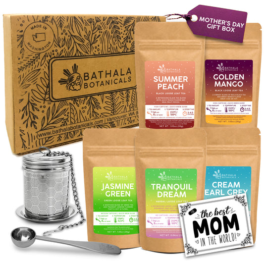 Mother’s Day Tea Sampler Gift Set – 5 Loose Leaf Blends + Tea Accessories