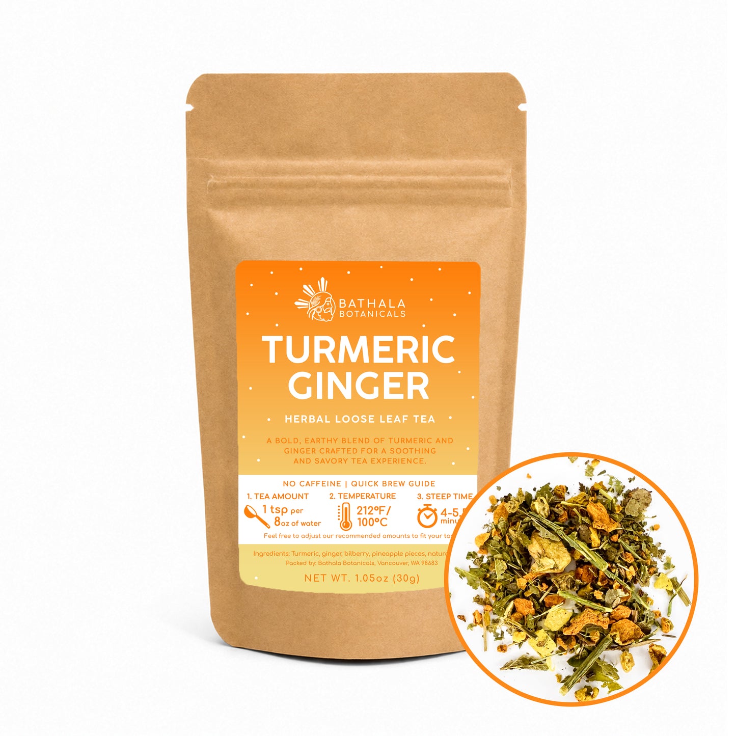 Turmeric Ginger – Caffeine-Free Herbal Loose Leaf Tea Blend