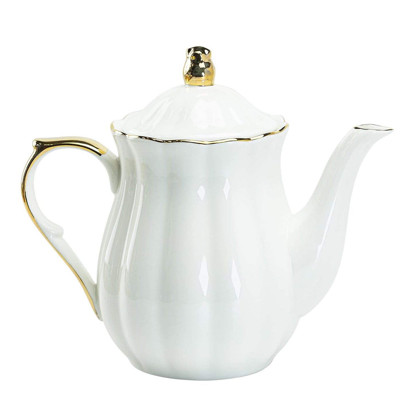 White & Gold Scallop Porcelain Tea Time Set