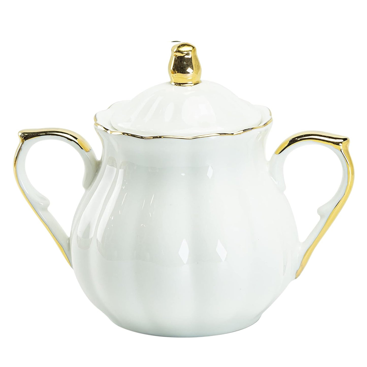 White & Gold Scallop Porcelain Tea Time Set