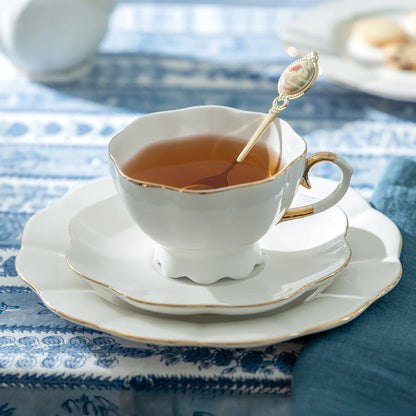 White & Gold Scallop Porcelain Tea Time Set