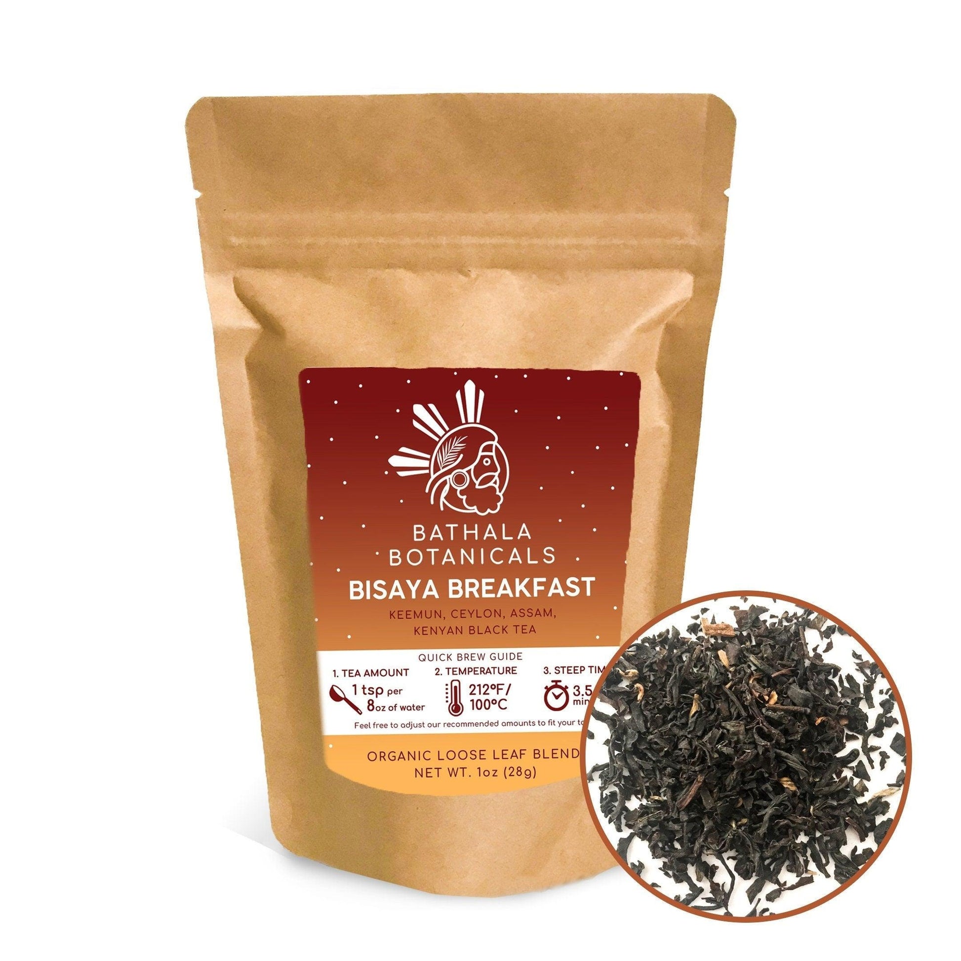 Bathala Botanicals Bisaya Breakfast Tea - Loose Leaf Breakfast Black Tea - 1oz | 2oz | 4oz Tea Pack - Breakfast Tea Gift - Premium Black Tea - Bathala Botanicals