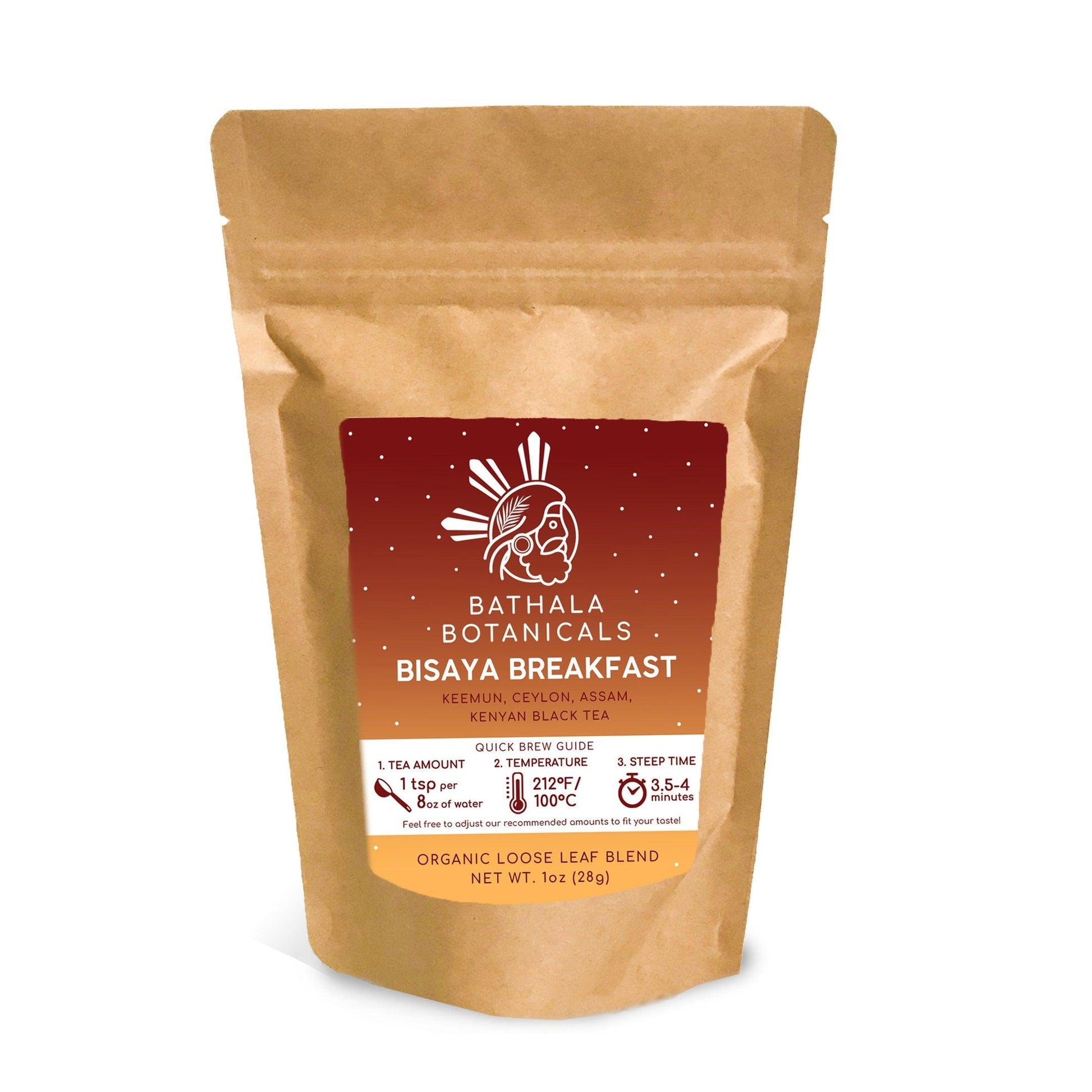 Bathala Botanicals Bisaya Breakfast Tea - Loose Leaf Breakfast Black Tea - 1oz | 2oz | 4oz Tea Pack - Breakfast Tea Gift - Premium Black Tea - Bathala Botanicals