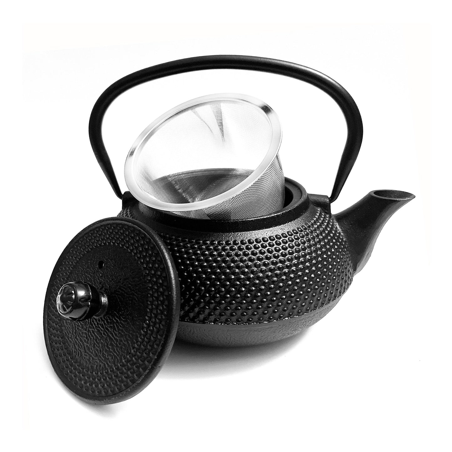 Bathala Botanicals Black Cast Iron Teapot with Stainless Steel Infuser for Loose Tea - 600ml / 20oz Durable Loose Leaf Tea Pot for All Tea