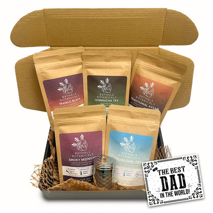 Father's Day Loose Leaf Tea Gift Sampler Starter Set Bathala Botanicals - Dad Approved Curated Tea - Tea Gift Box Set with Hex Tea Strainer