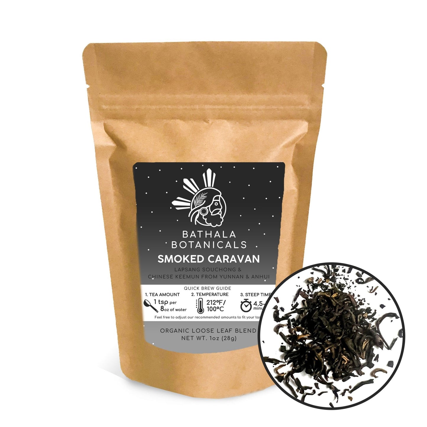 Bathala Botanicals Smoked Caravan Tea - Loose Leaf Smoky Black Tea - 1oz | 2oz | 4oz Tea Pack - Smoky Loose Tea Gift - Premium Tea