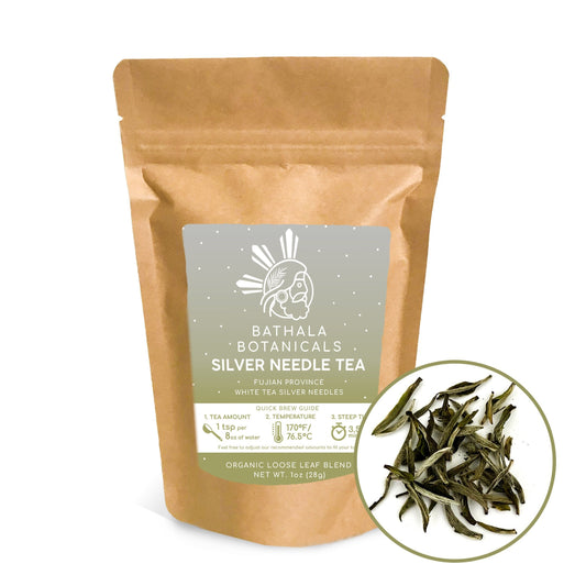 Bathala Botanicals Silver Needle Tea - Loose Leaf Silver Needles White Tea - 1oz | 2oz| 4oz Tea Pack - White Tea Gift - Premium White Tea