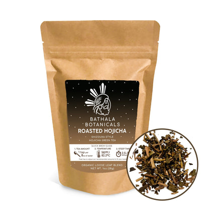 Bathala Botanicals Roasted Hojicha Green Tea - Loose Leaf Japanese Green Tea - 1oz| 2oz | 4oz Tea Pack - Roasted Hojicha Green Tea Gift