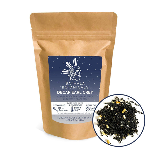 Bathala Botanicals Decaf Earl Grey Tea - Loose Leaf Decaffeinated Earl Grey Tea - 1oz | 2oz | 4oz Tea Pack - Earl Tea Gift - Earl Decaf Tea