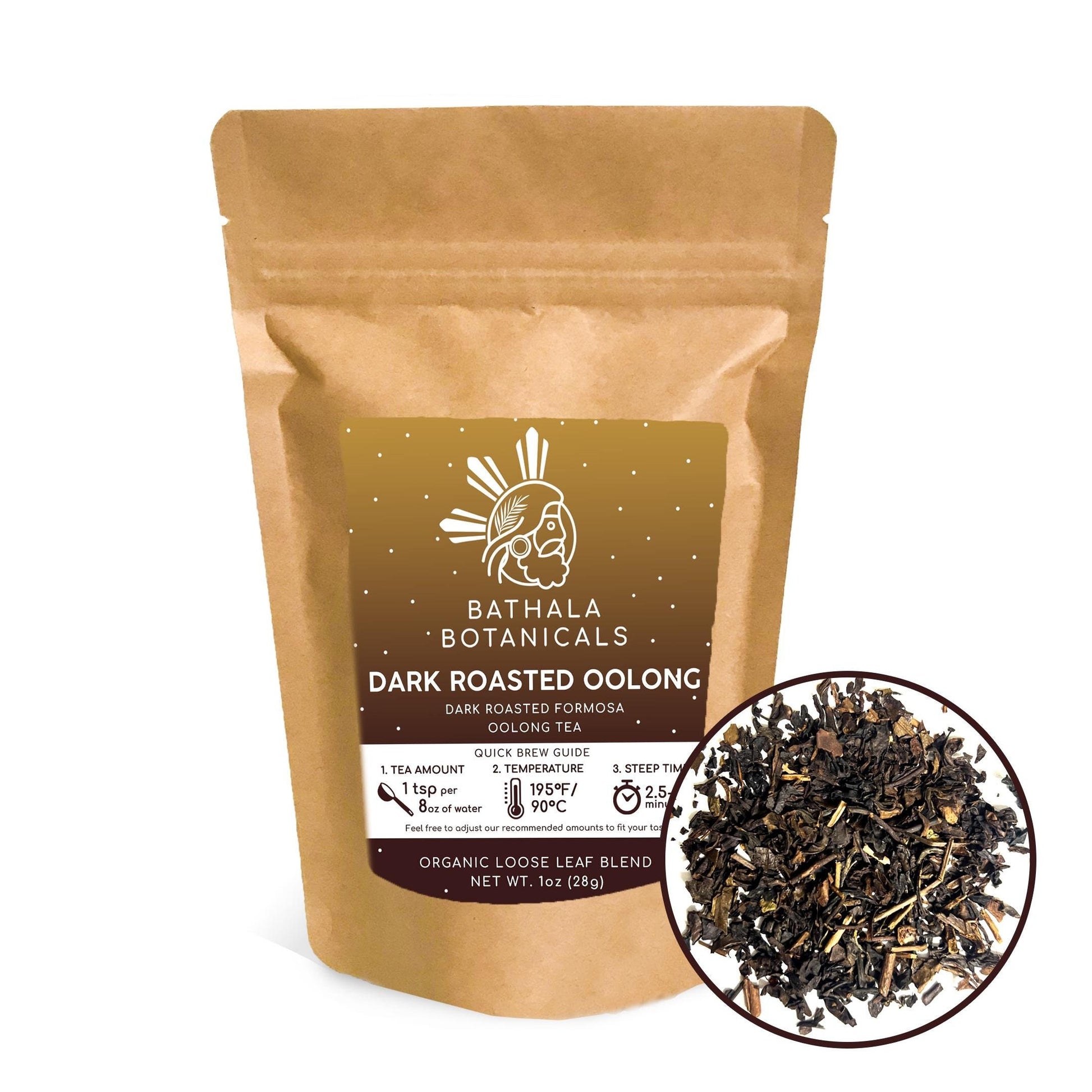 Bathala Botanicals Dark Roasted Oolong Tea - Loose Leaf Dark Oolong Tea - 1oz | 2oz | 4oz Tea Pack - Formosa Oolong Gift - Premium Oolong