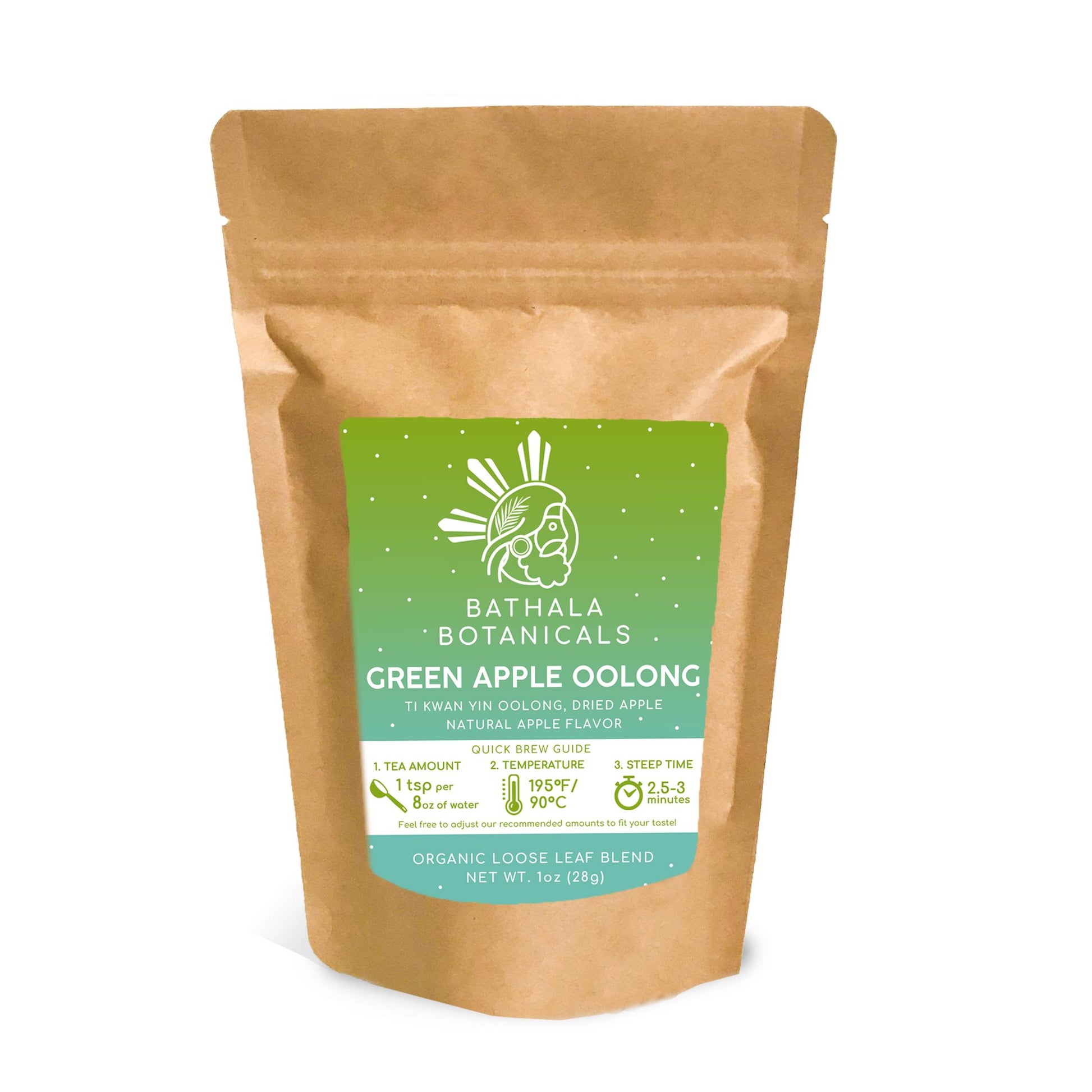 Bathala Botanicals Green Apple Oolong Tea - Loose Leaf Fruity Oolong Tea - 1oz | 2oz | 4oz Tea Pack - Apple Oolong Gift - Premium Oolong