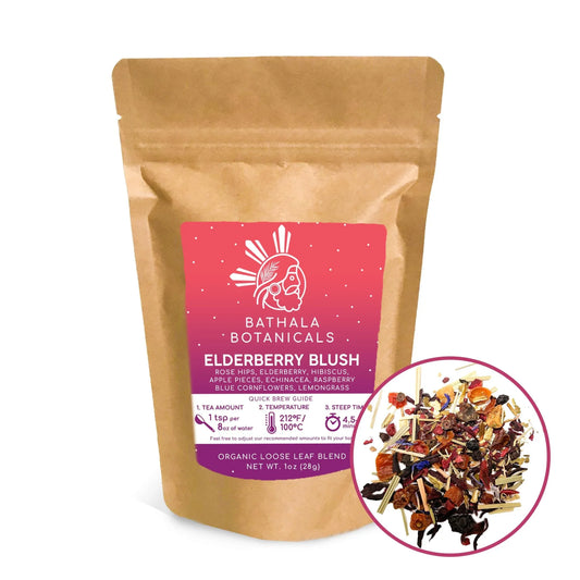 Bathala Botanicals Elderberry Blush Tea – Loose Leaf Herbal Elderberry Tea – 1oz | 2oz | 4oz Tea Pack – Elderberry Tea Gift – Caffeine-Free