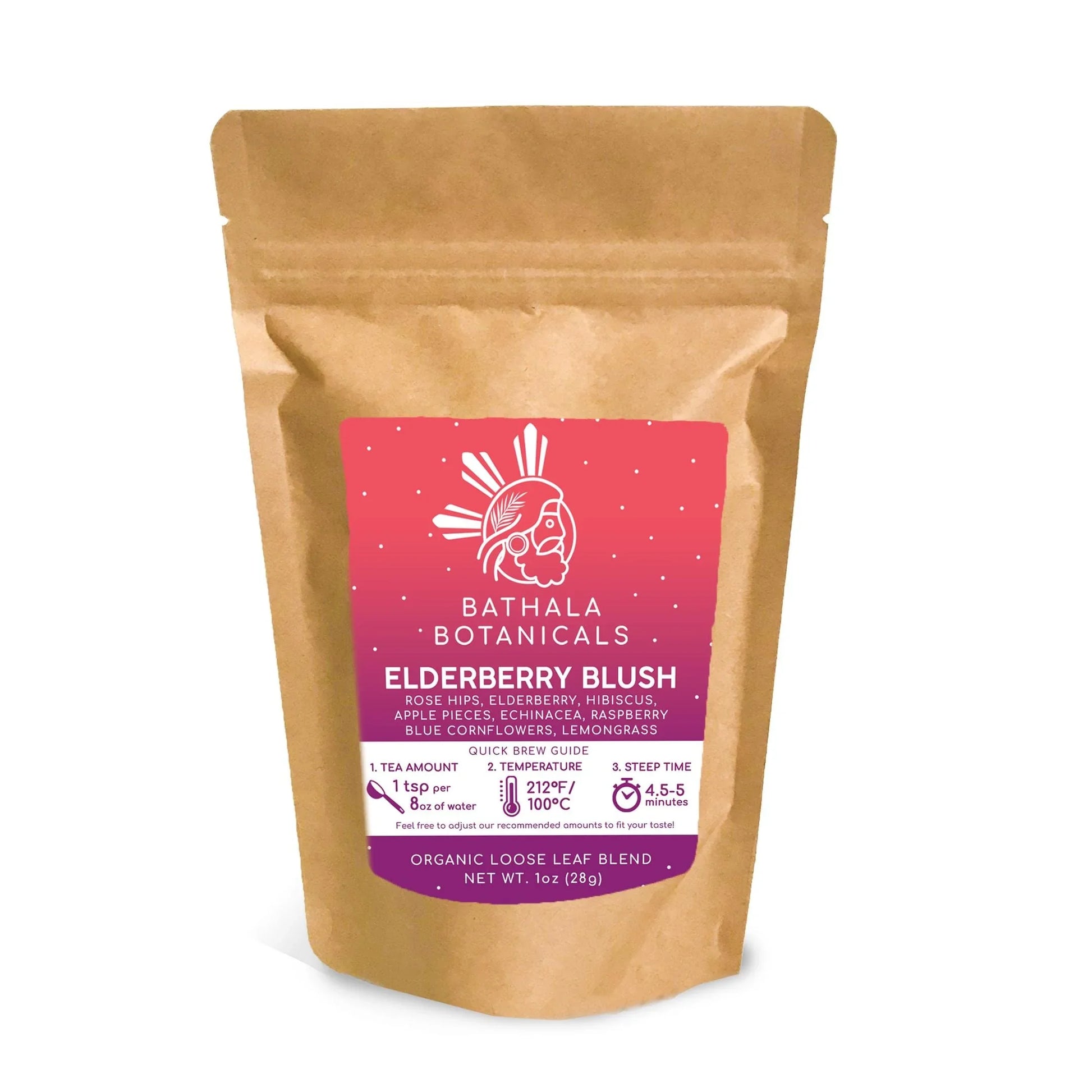 Bathala Botanicals Elderberry Blush Tea – Loose Leaf Herbal Elderberry Tea – 1oz | 2oz | 4oz Tea Pack – Elderberry Tea Gift – Caffeine-Free