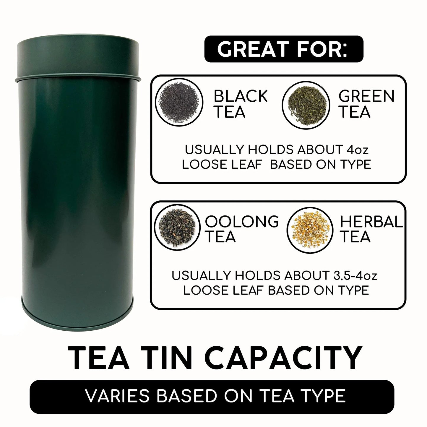 Bathala Botanicals Japanese Style Tea Tin - 4oz Loose Leaf Tea Storage Tins - Dual Airtight Tea Canister - Reusable Tea Tin - Loose Tea Gift