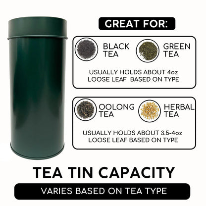 Bathala Botanicals Japanese Style Tea Tin - 4oz Loose Leaf Tea Storage Tins - Dual Airtight Tea Canister - Reusable Tea Tin - Loose Tea Gift